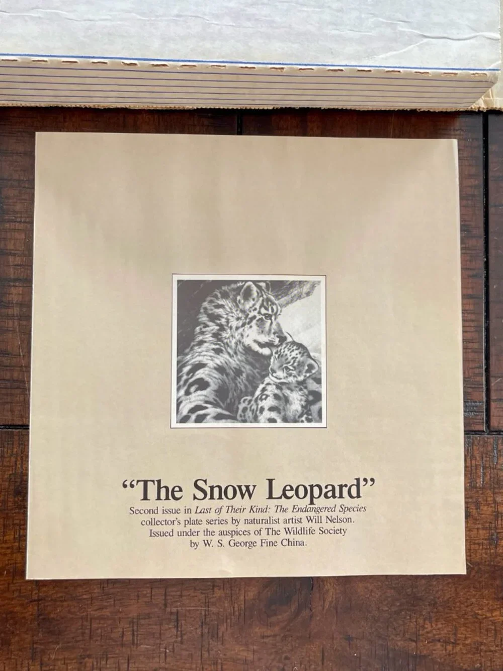 Bradford Exchange Snow Leopard Plate 1989 W.S. George COA Box Endangered Species